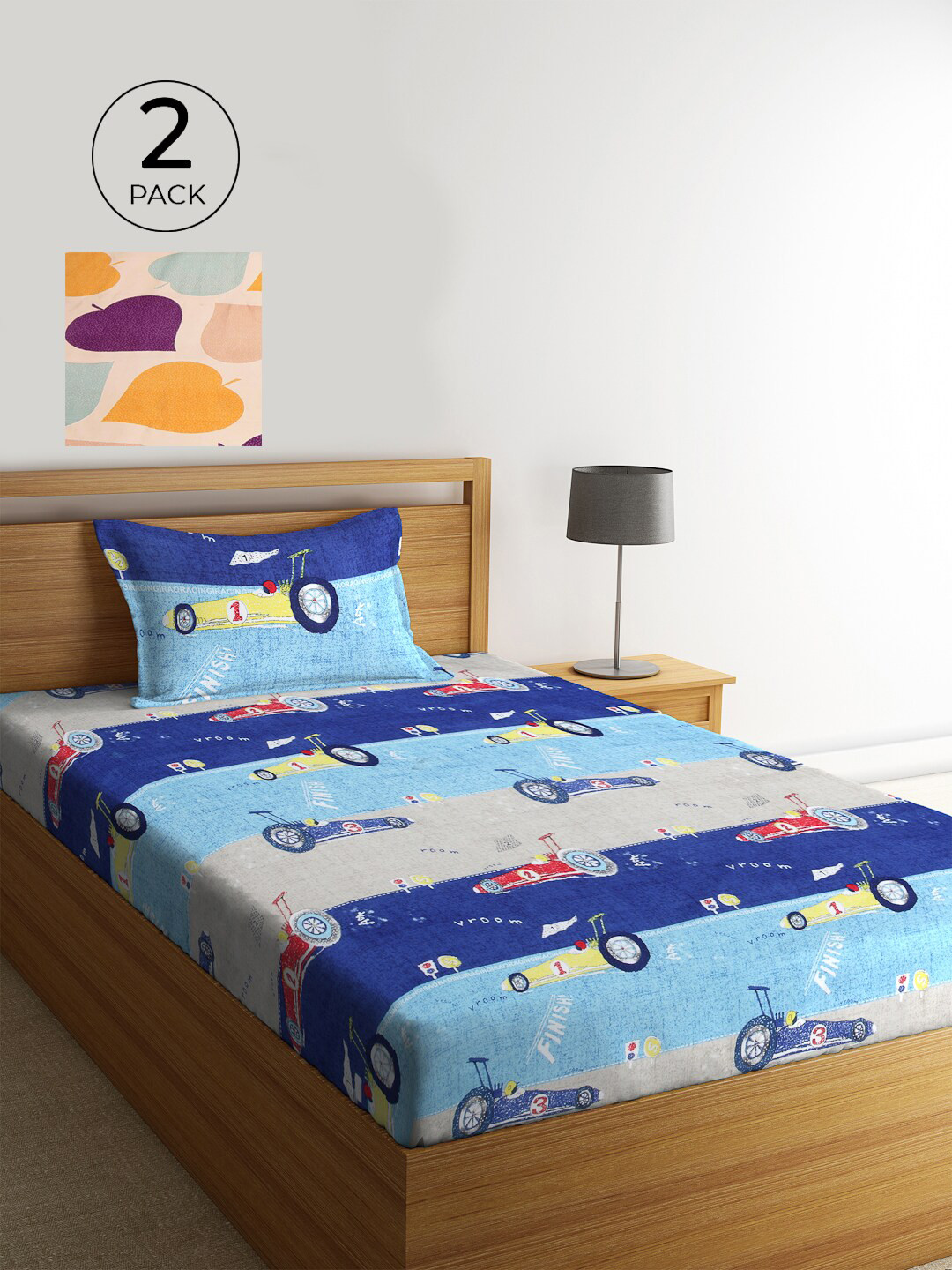 

KLOTTHE Set Of 2 Multicoloured Cartoon Characters 210 TC Single Bedsheet & 2 Pillow Covers, Multi