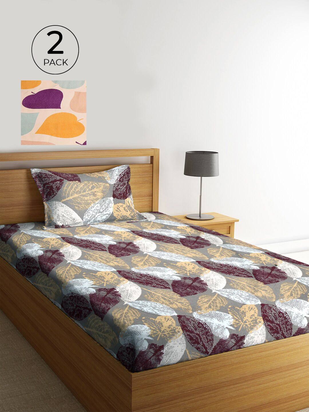 

KLOTTHE Set Of 2 Multicoloured Floral 210 TC Single Bedsheet With 2 Pillow Covers, Multi
