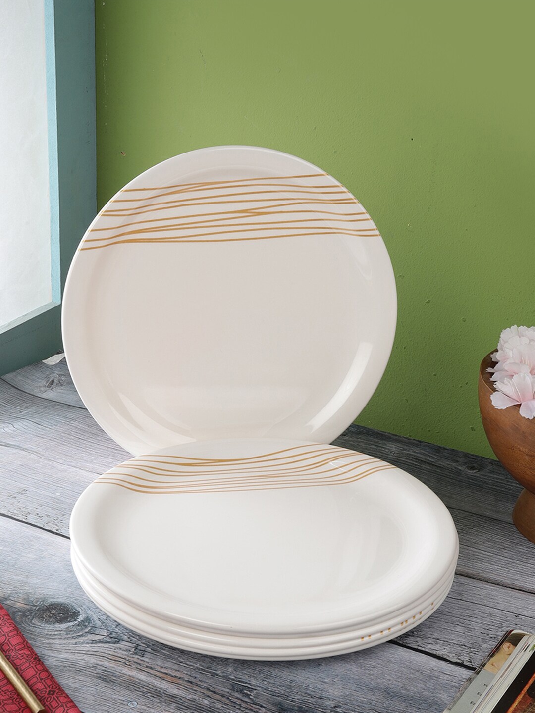 

Servewell Pack Of 6 White Printed Melamine Full Plates