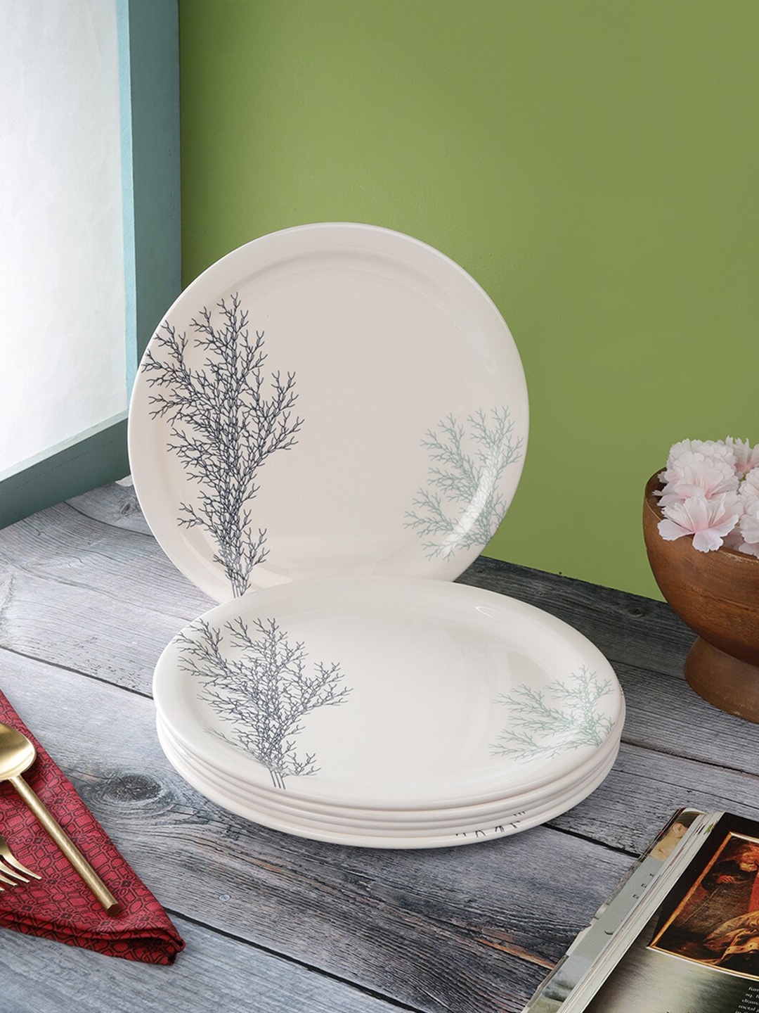 

Servewell Pack Of 6 White Printed Melamine Side Plates