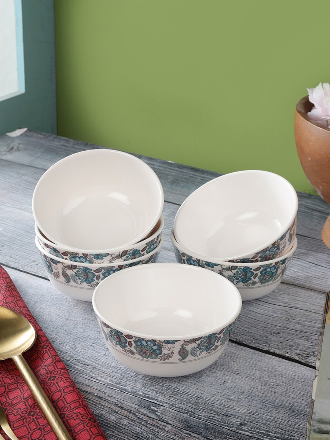 

Servewell Pack Of 6 White Printed Melamine Veg Bowls