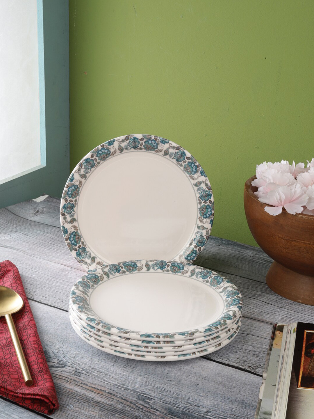 

Servewell Pack Of 6 White Printed Melamine Side Plates