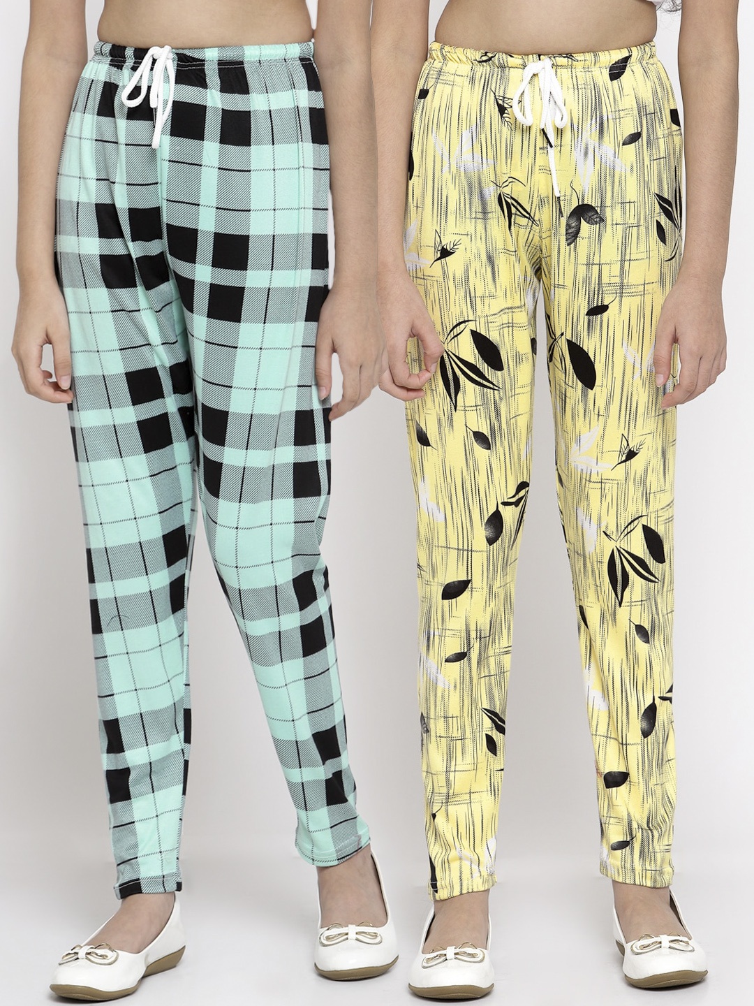 

KLOTTHE Girls Pack Of 2 Printed Ankle Length Leggings, Yellow