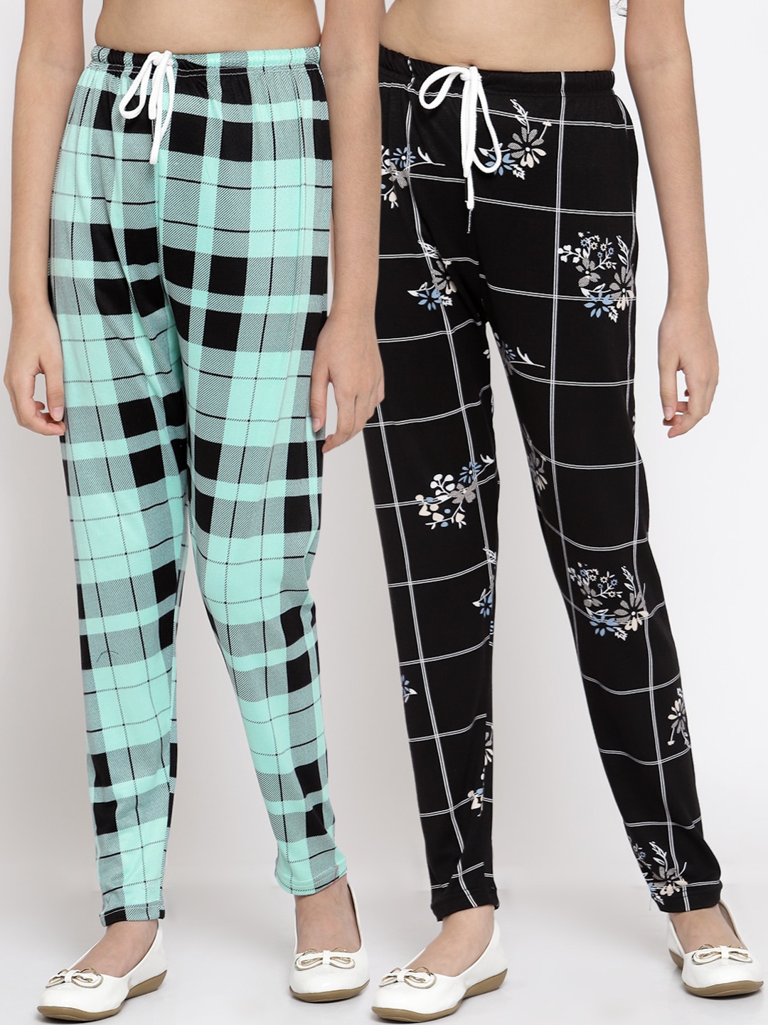 

KLOTTHE Pack of 2 Girls Printed Trousers, Black