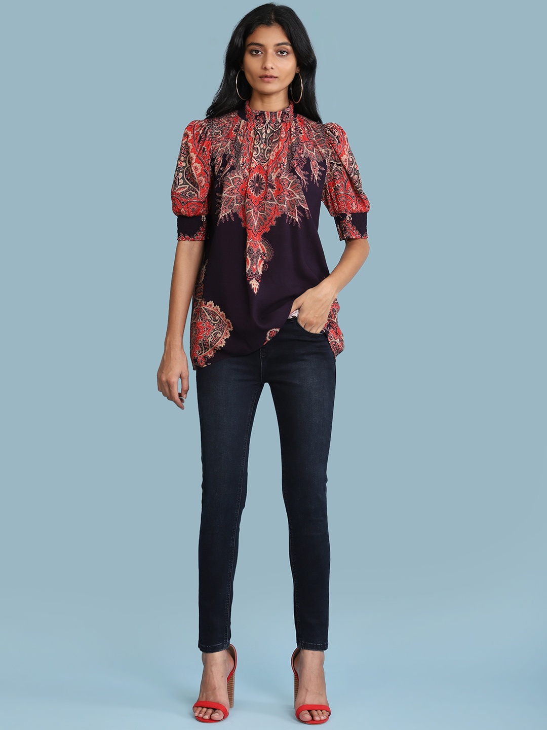 

aarke Ritu Kumar Purple & Multicoloured Regular Top