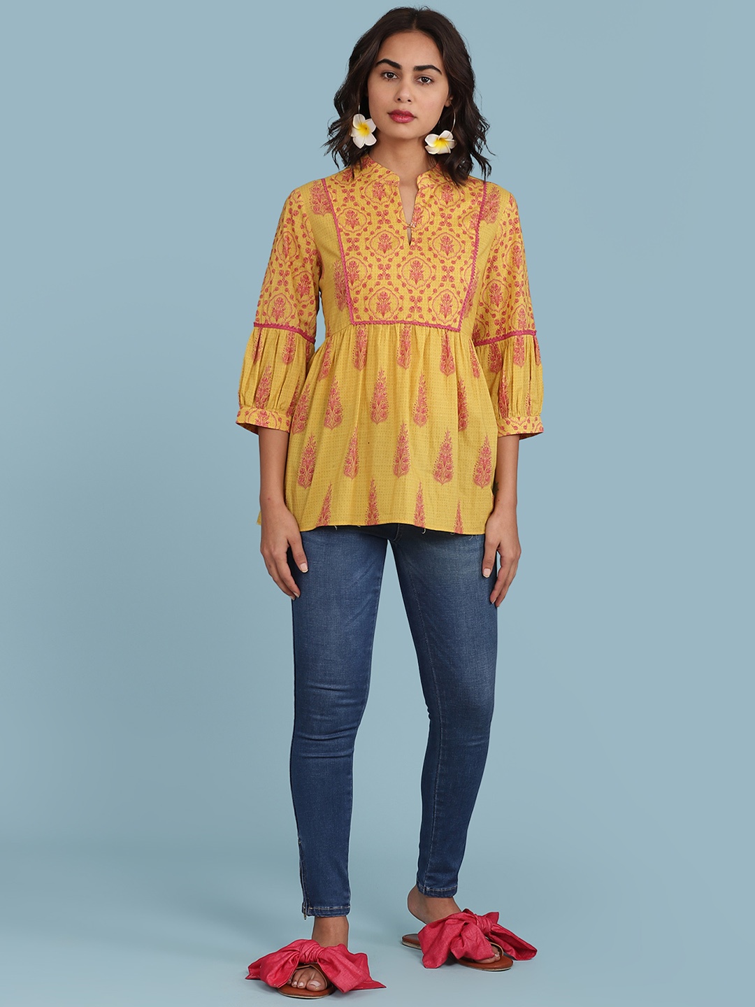

aarke Ritu Kumar Yellow Regular Longline Top