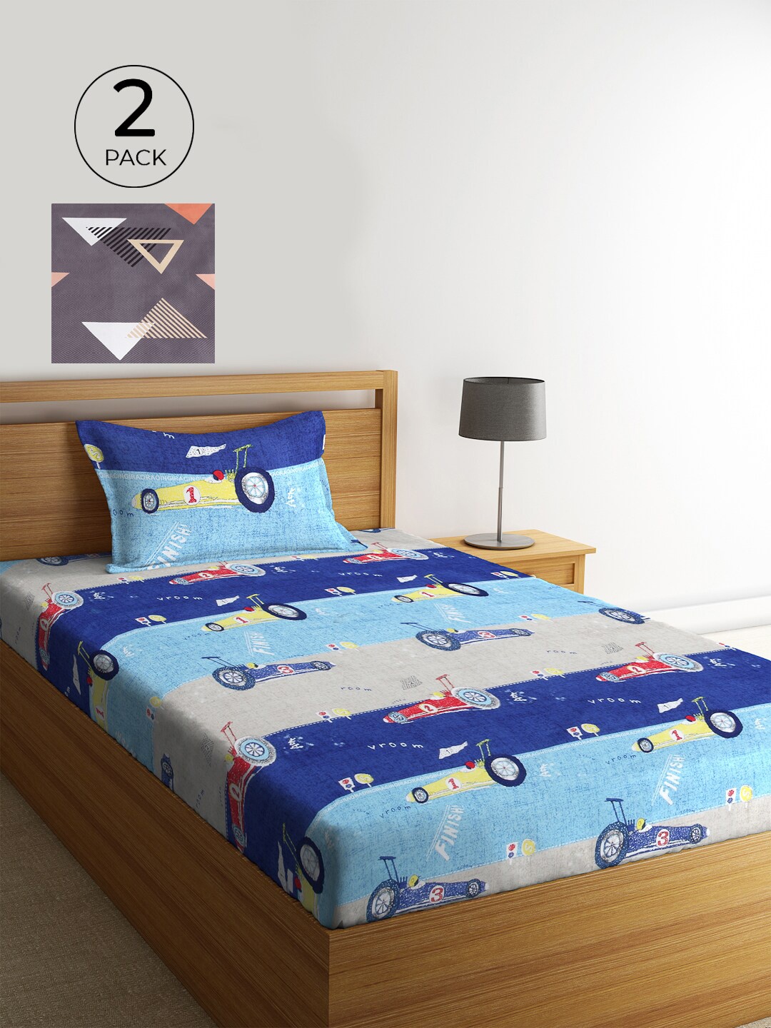 

KLOTTHE Set Of 2 Multicoloured Cartoon Characters 210 TC Single Bedsheet & 2 Pillow Covers, Multi