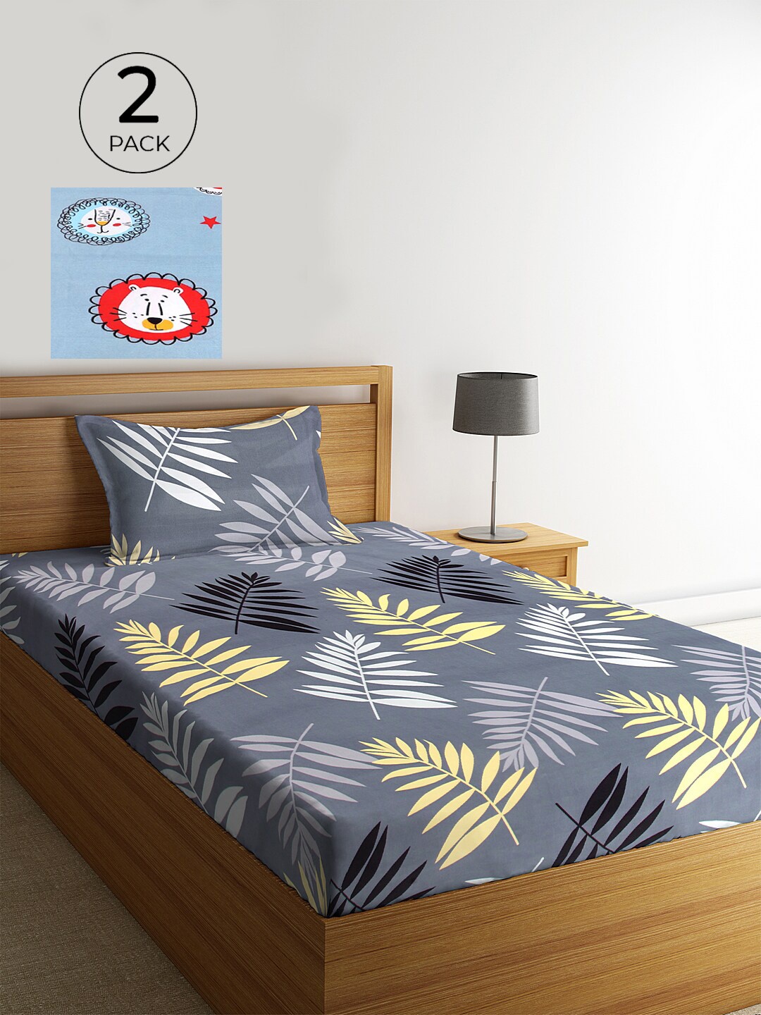 

KLOTTHE Set Of 2 Multicoloured Floral 210 TC Single Bedsheet With 2 Pillow Covers, Multi