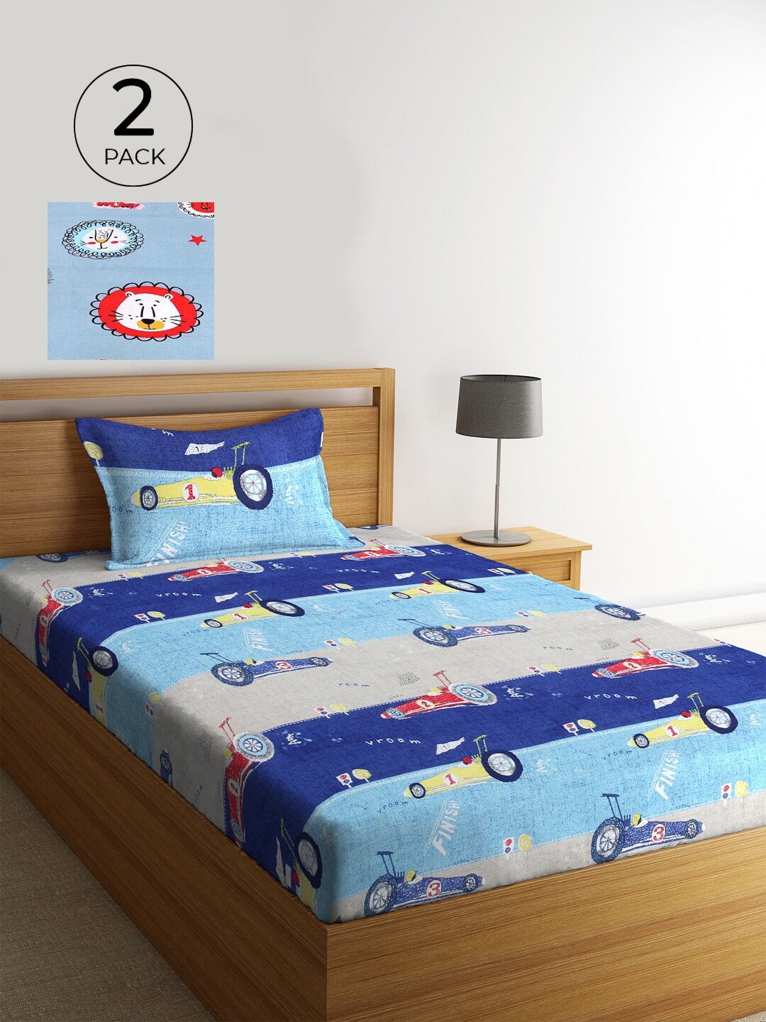 

KLOTTHE Set Of 2 Multicoloured Cartoon Characters 210 TC Single Bedsheet & 2 Pillow Covers, Multi