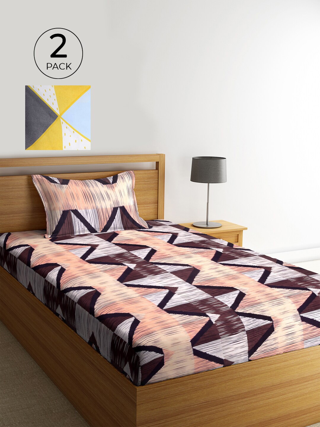 

KLOTTHE Set Of 2 Printed 210 TC Single Bedsheet with 2 Pillow Covers, Pink