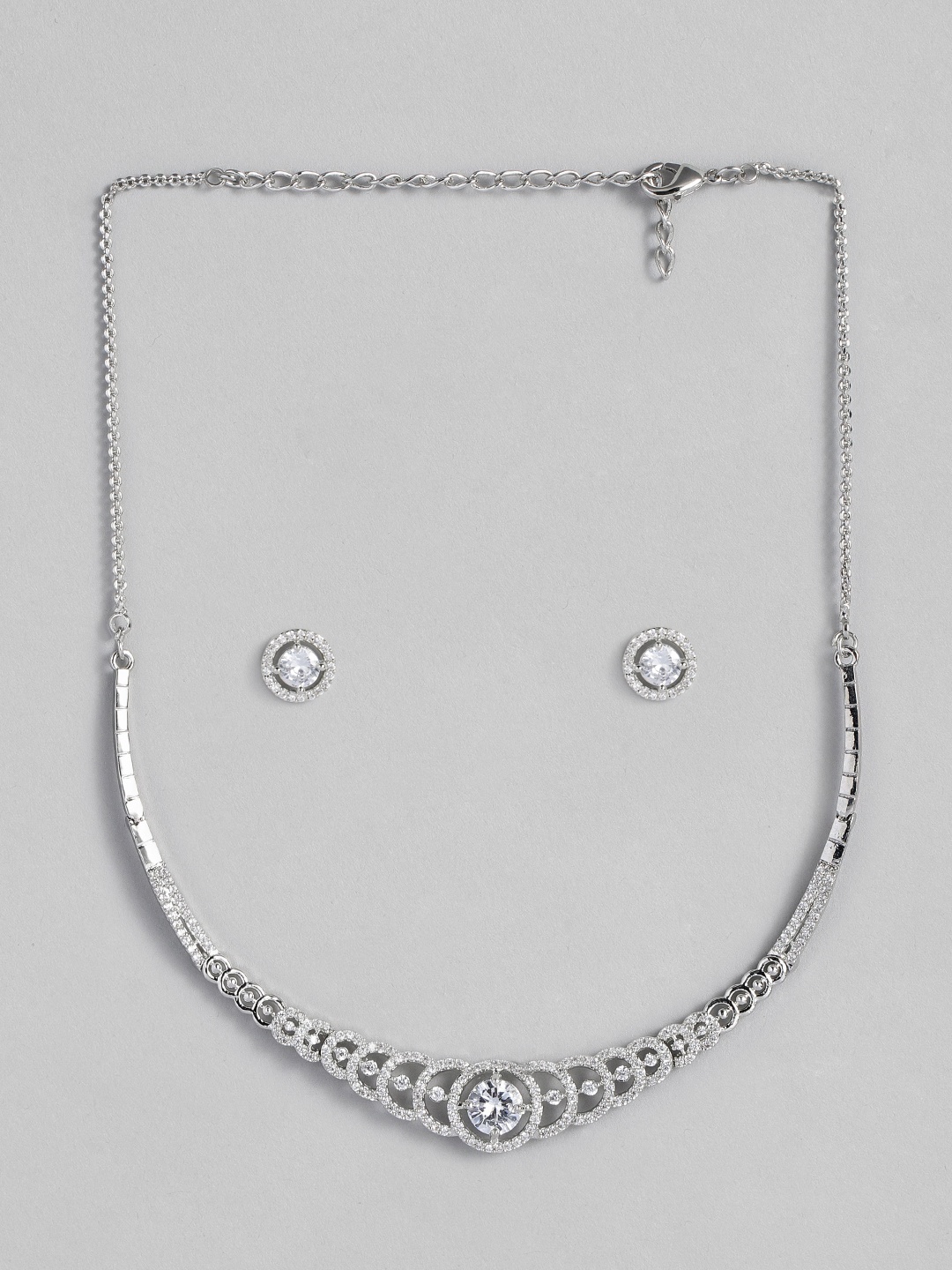

AccessHer Silver-Plated AD-Studded Jewellery Set