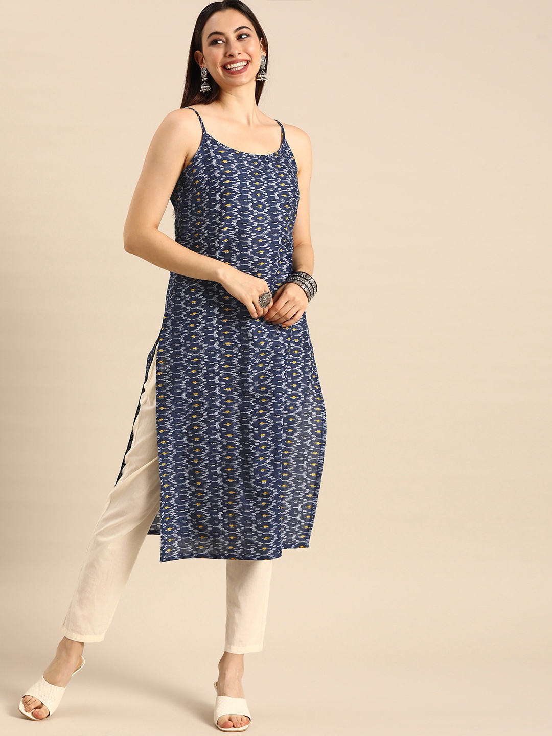 

Anouk Women Blue Printed Kurta