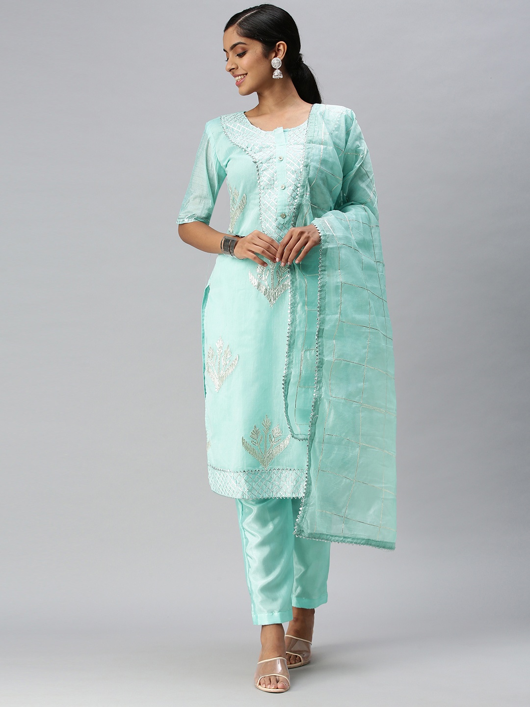 

Blissta Blue Unstitched Dress Material