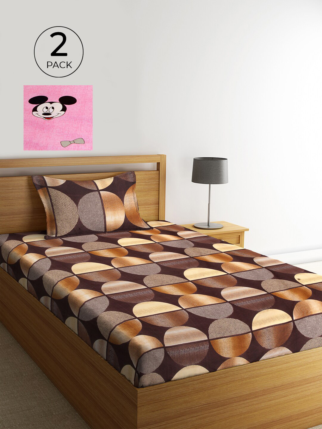 

KLOTTHE Set Of 2 Multicoloured Geometric 210 TC Single Bedsheet with 2 Pillow Covers, Multi
