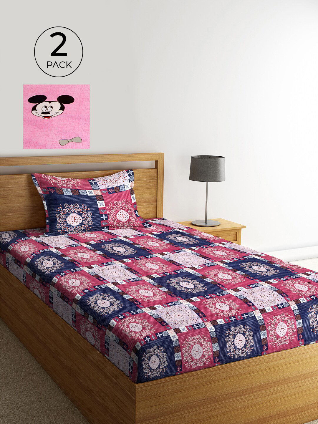 

KLOTTHE Set Of 2 Multicoloured Geometric 210 TC Single Bedsheet with 2 Pillow Covers, Multi