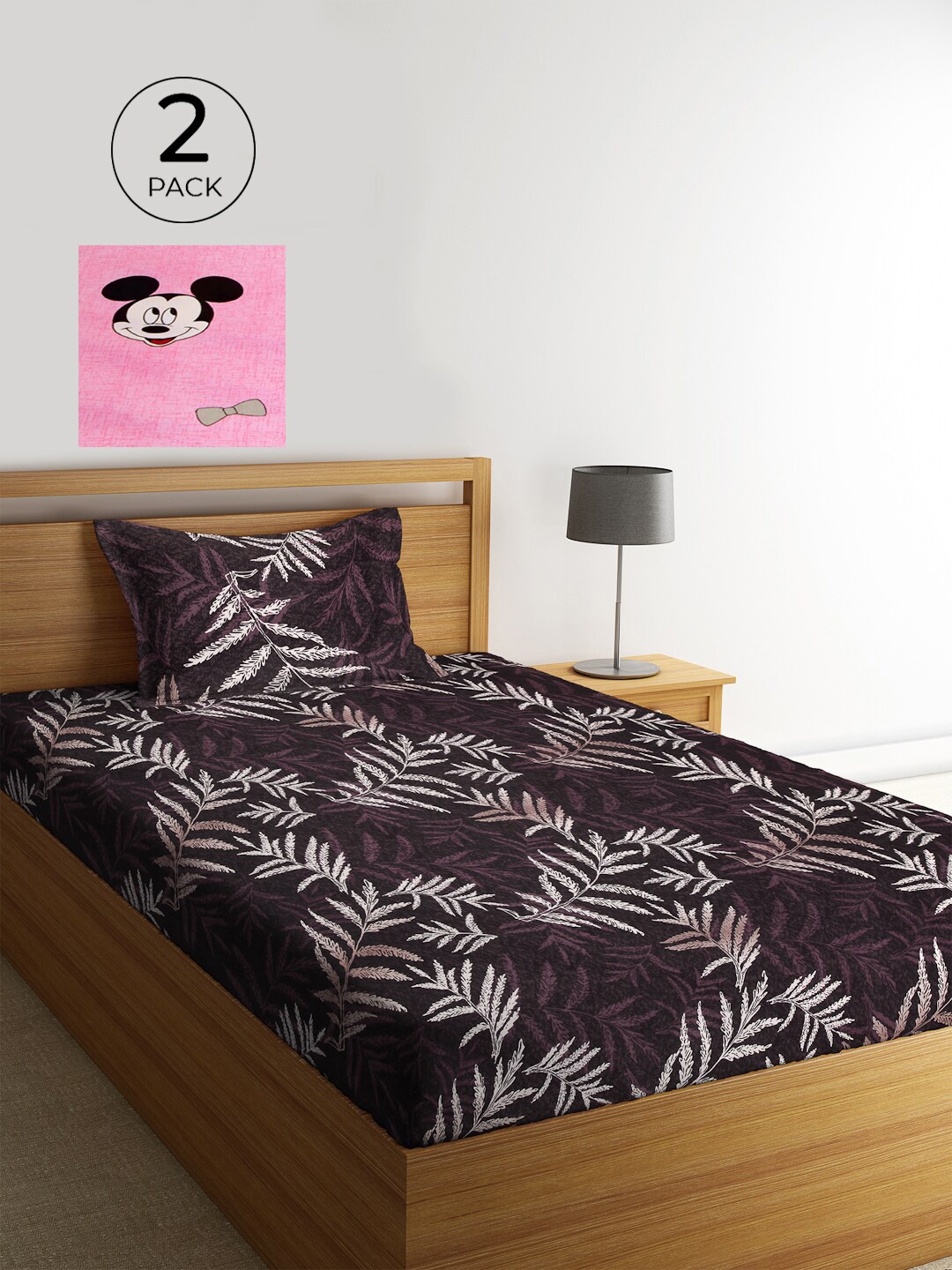 

KLOTTHE Set Of 2 Multicoloured Floral 210 TC Single Bedsheet with 2 Pillow Covers, Multi