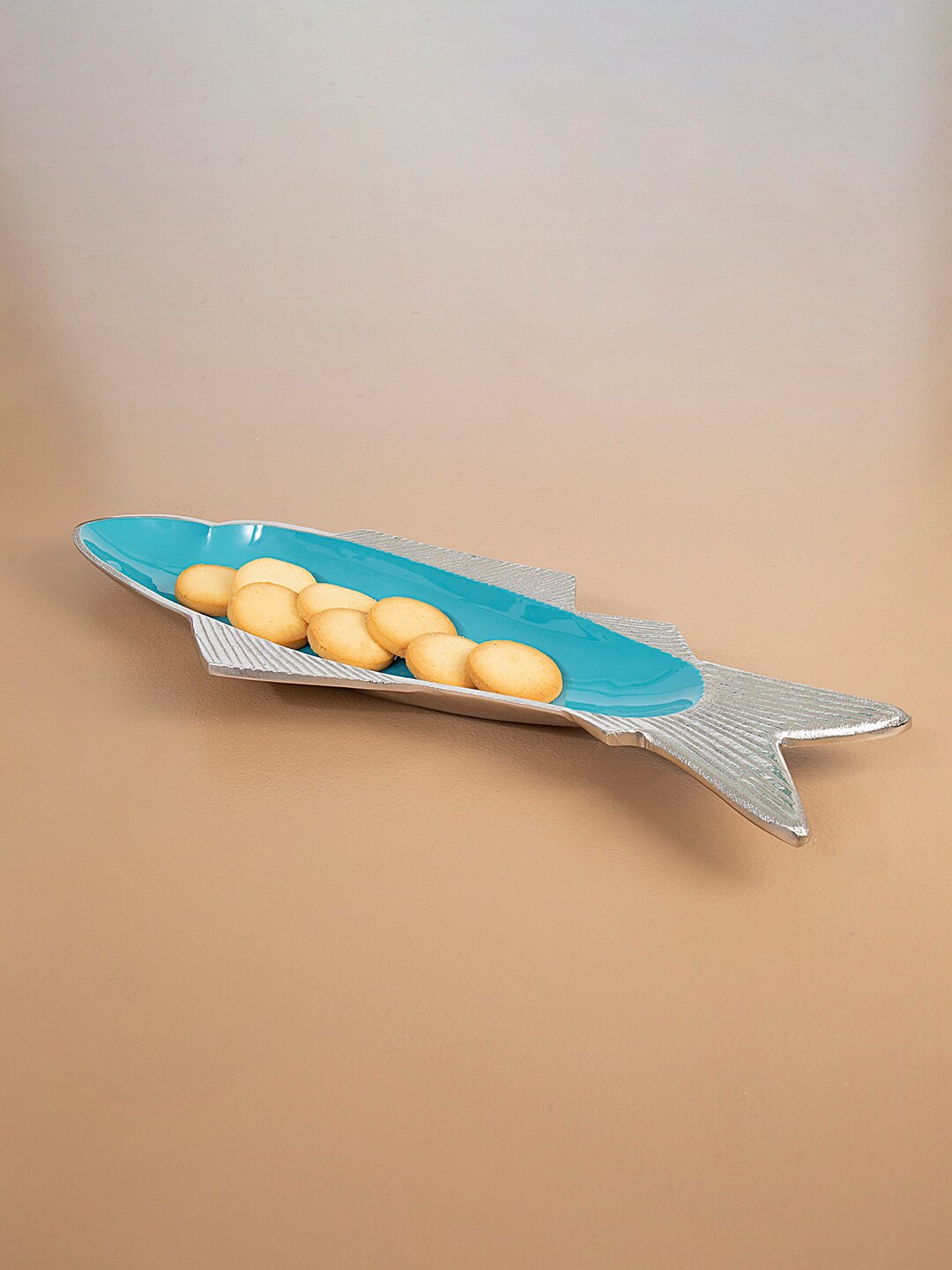 

ellementry Teal Blue Metal-Enamel Fusion Platter