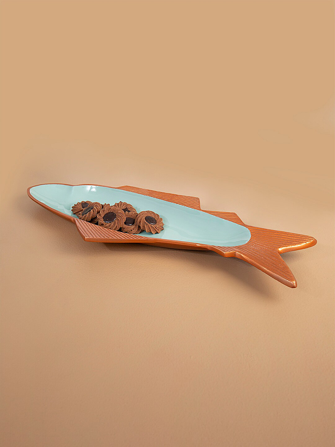 

ellementry Turquoise Blue & Copper Metal Enamel Fusion Glossy Plates