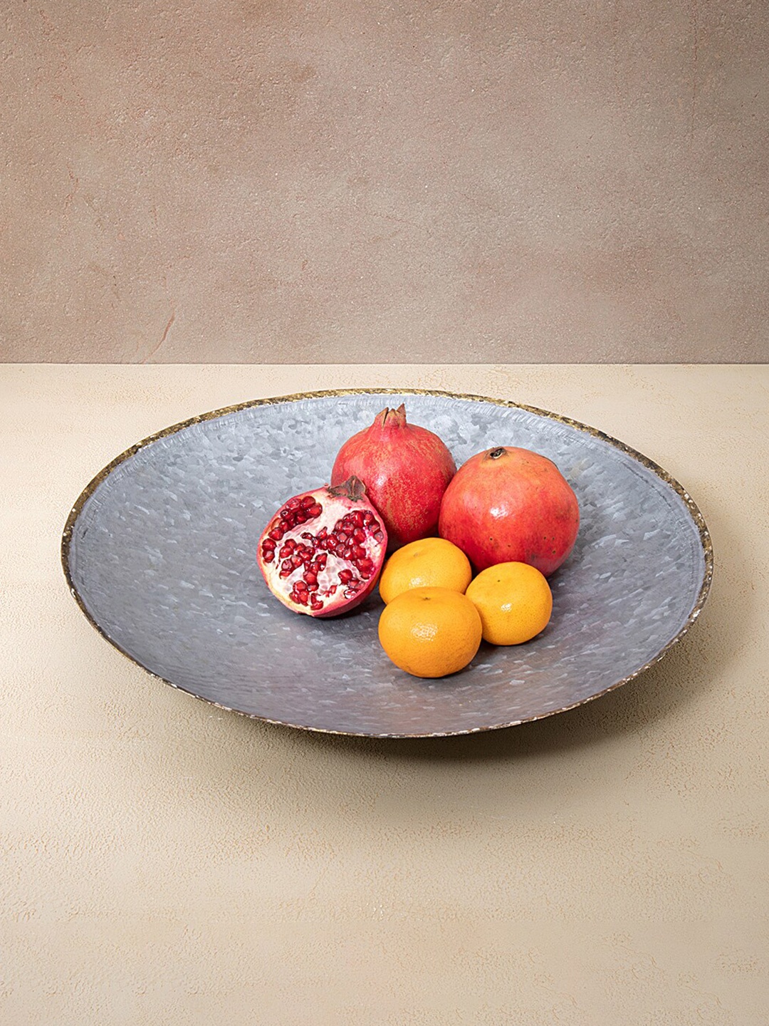 

ellementry Silver Textured Metal Glossy Platter