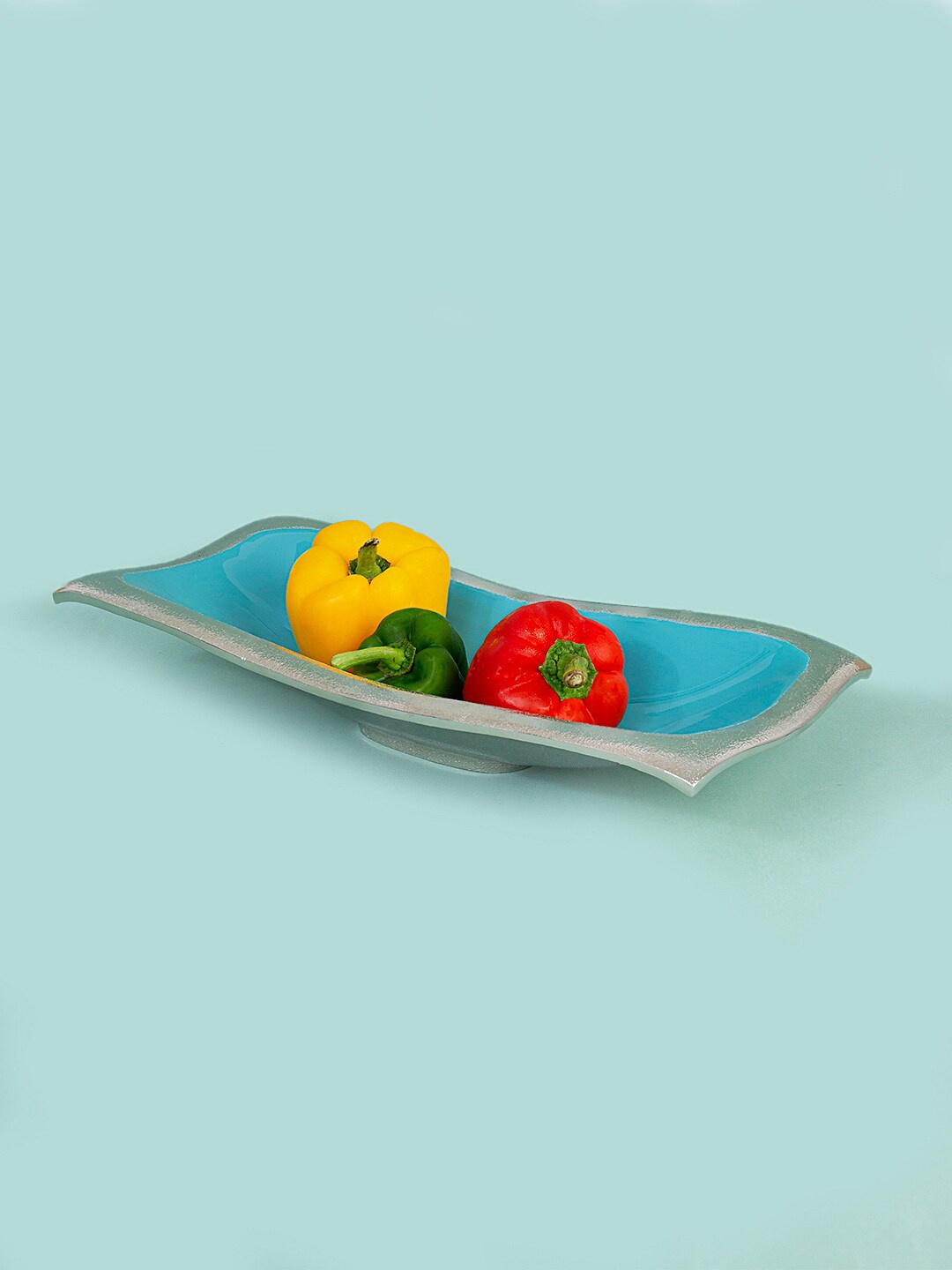 

ellementry Teal Blue Melamine Matte Metal-Enamel Fusion Platter
