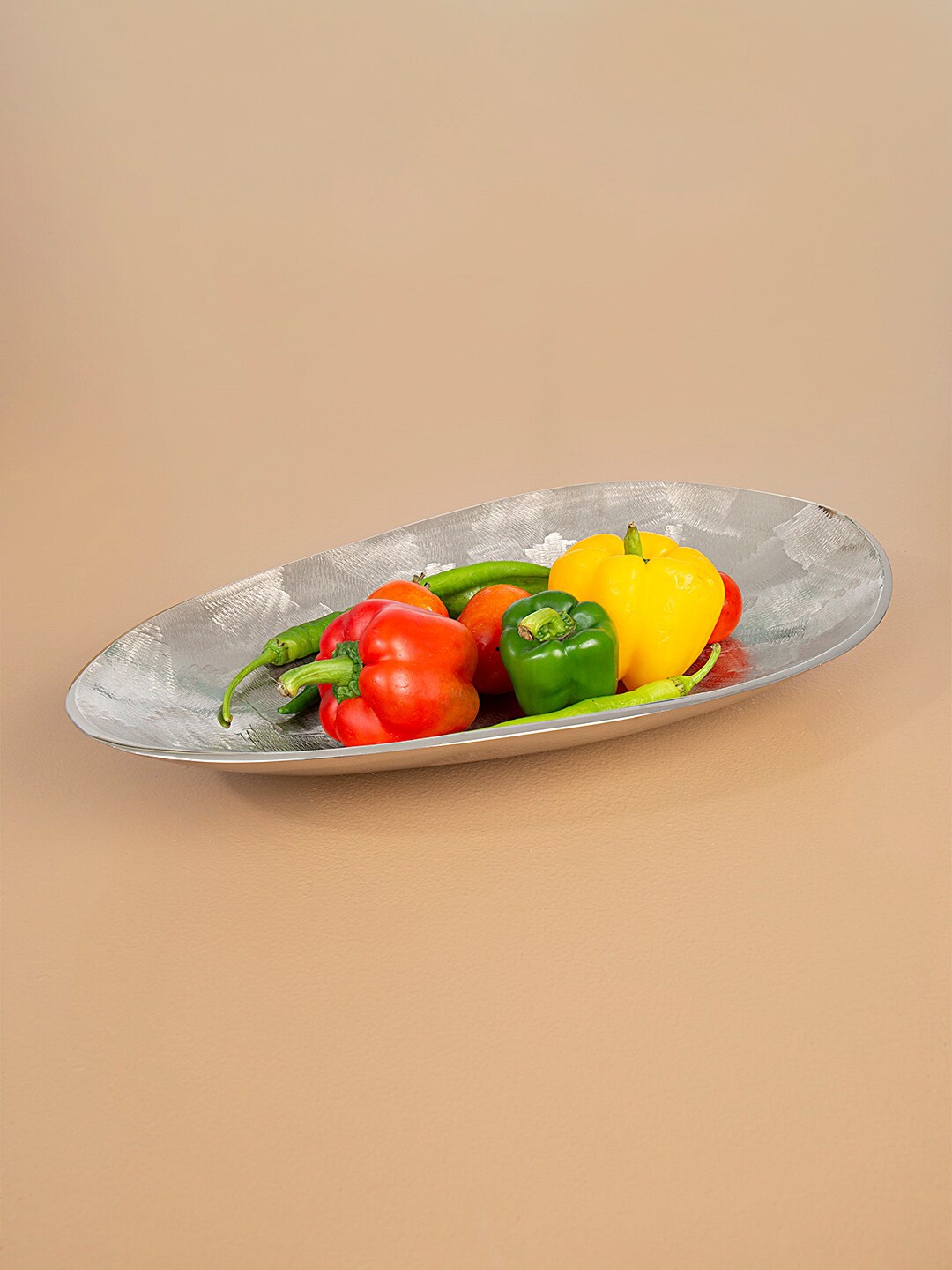 

ellementry Silver-Toned Textured Metal Platter