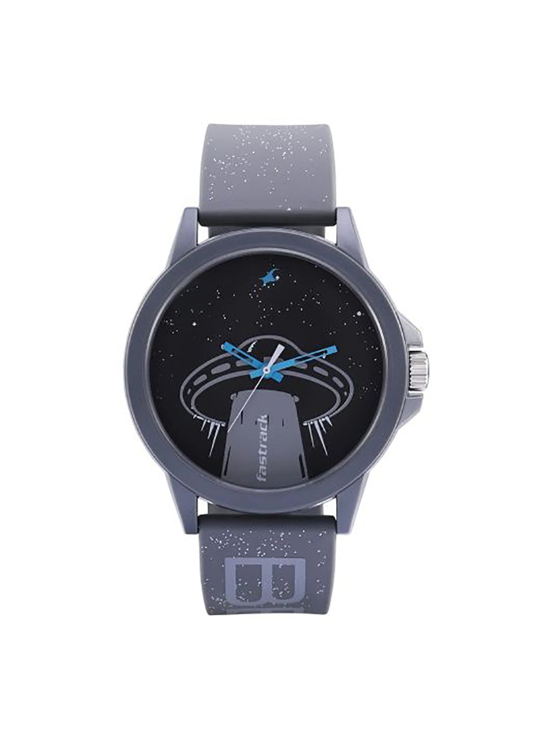 

Fastrack Unisex Black Printed Dial & Grey Straps Tees Space Analogue Watch 38024PP52