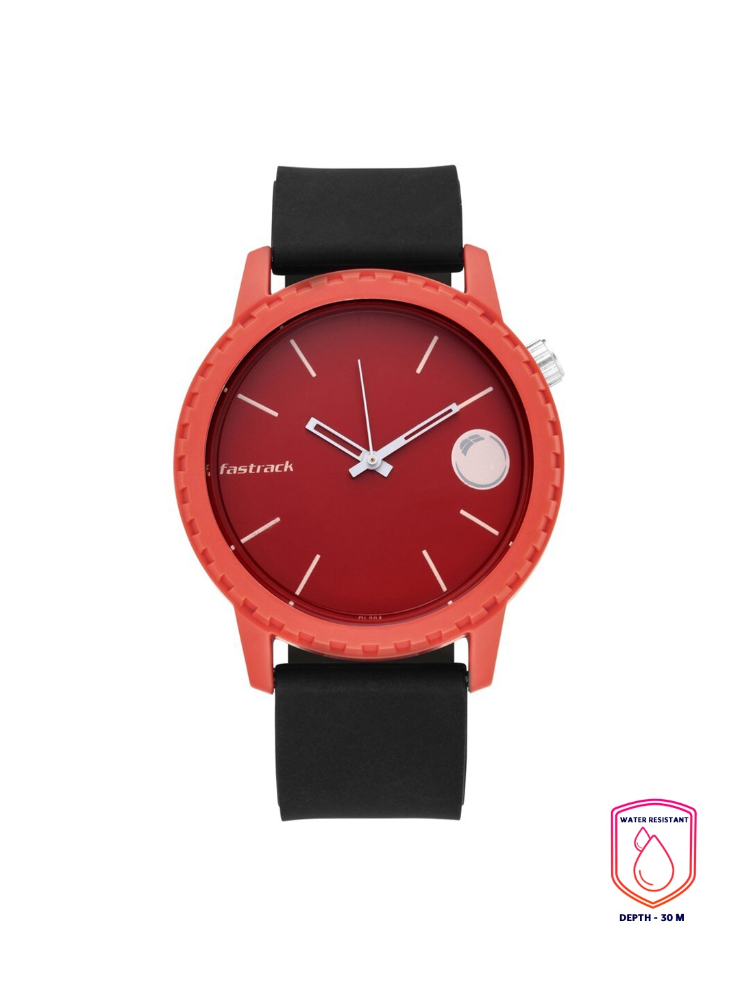 

Fastrack Unisex Red Dial & Black Straps Solids & Stripes Analogue Watch 38039PP16W