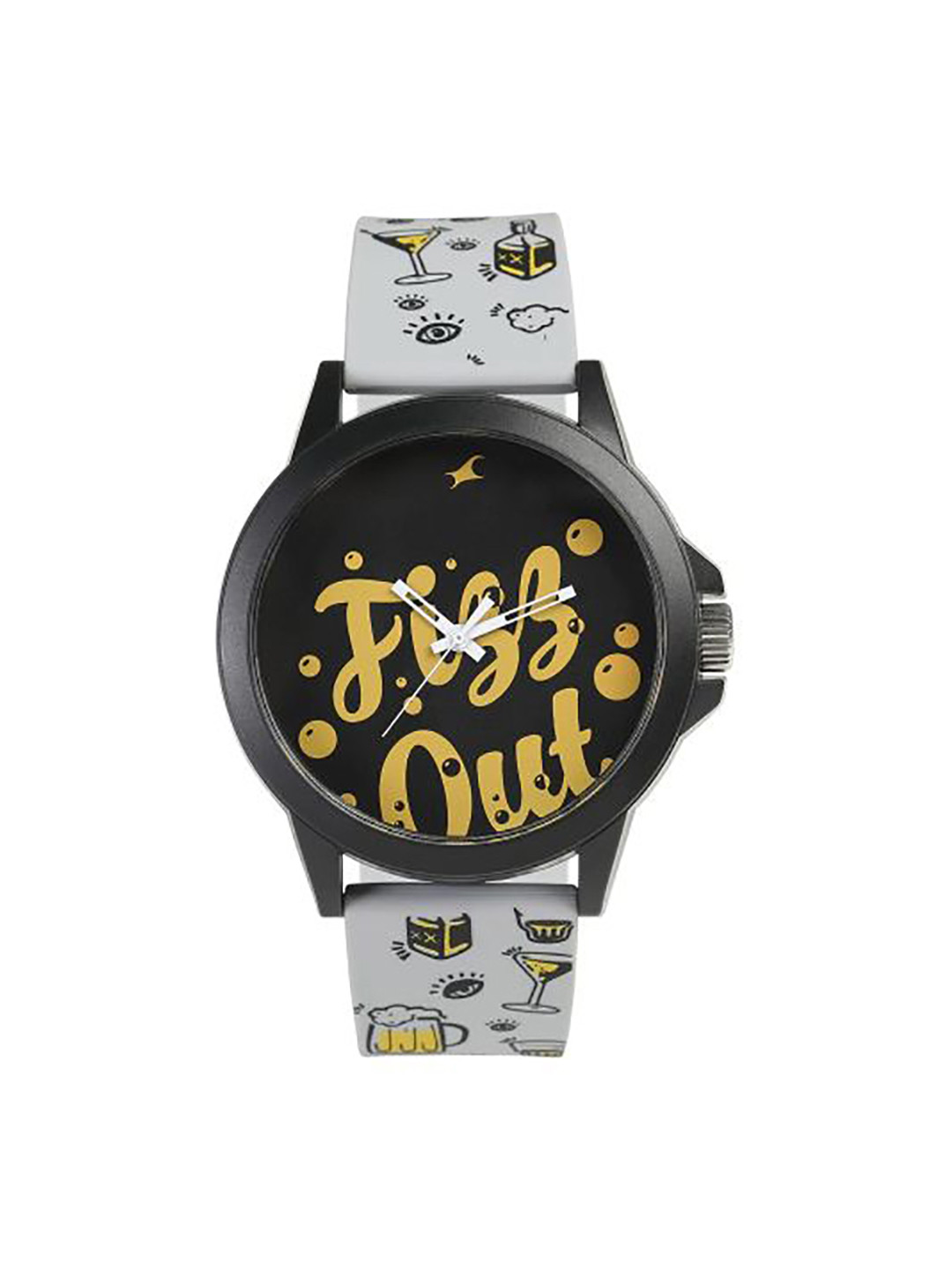

Fastrack Unisex Black Printed Dial & Grey Strap Tees Wicked Lines Analogue Watch 38024PP45