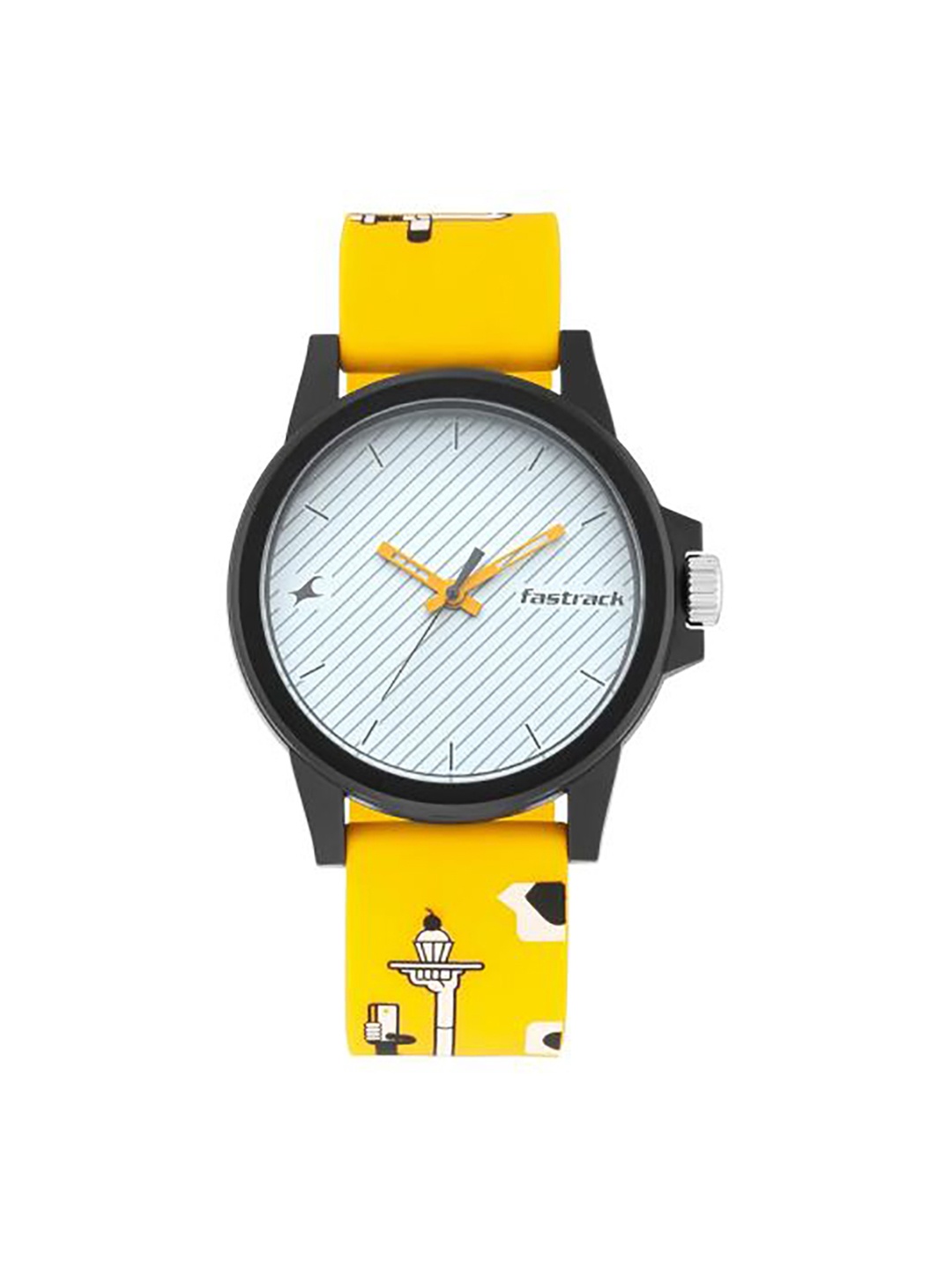 

Fastrack Unisex White Printed Dial & Yellow Straps Analogue Watch 68012PP07