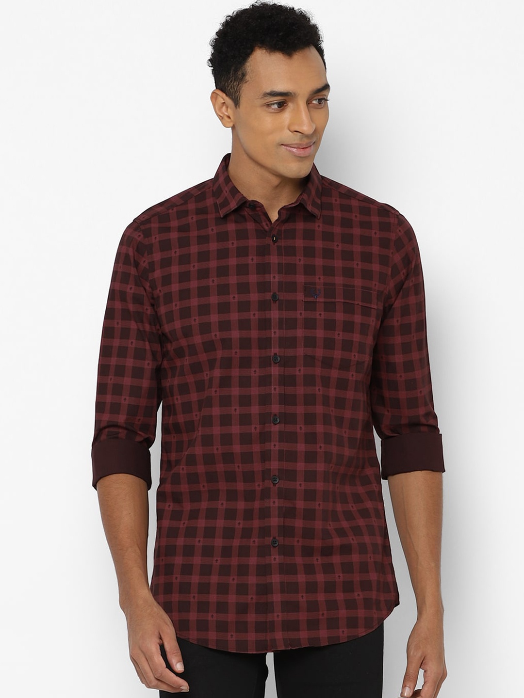 

Allen Solly Men Maroon Slim Fit Opaque Checked Casual Shirt