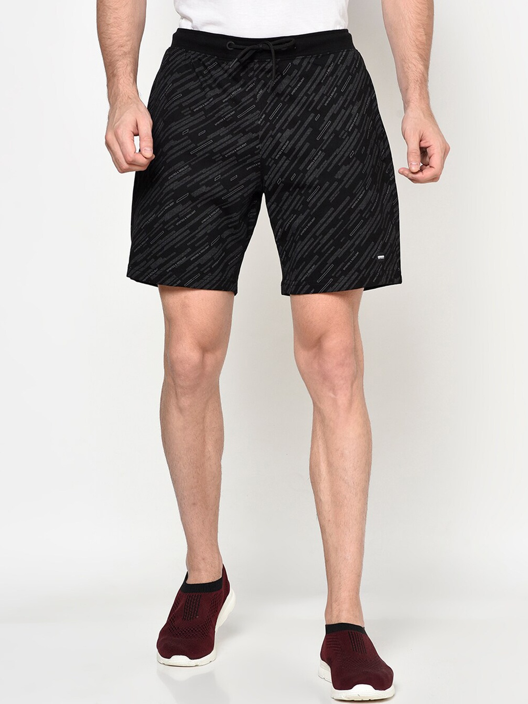 

Octave Men Black Abstract Printed Regular Shorts