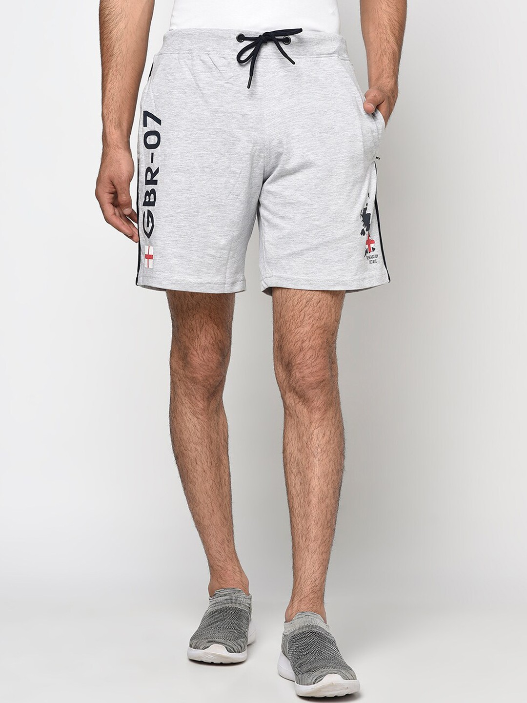 

Octave Men Grey Typography Printed Cotton Regular Shorts