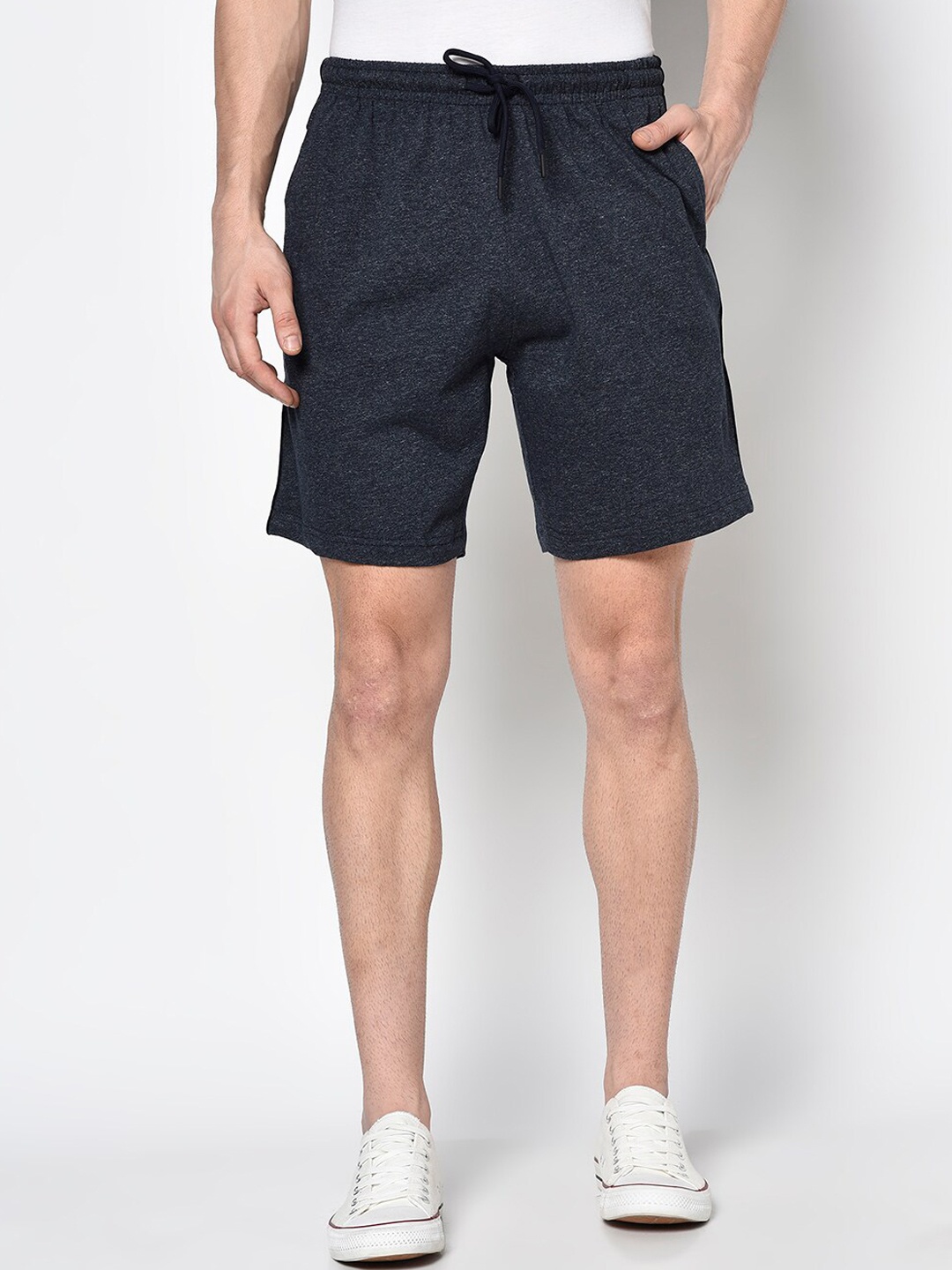 

Octave Men Navy Blue Self Design Cotton Sports Shorts