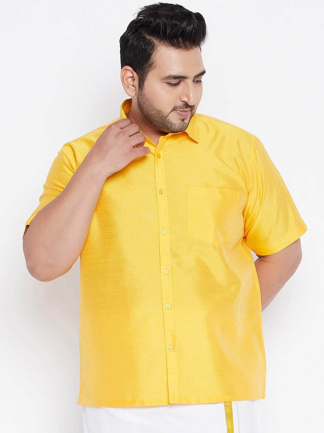 

VASTRAMAY PLUS Men Yellow Opaque Casual Shirt