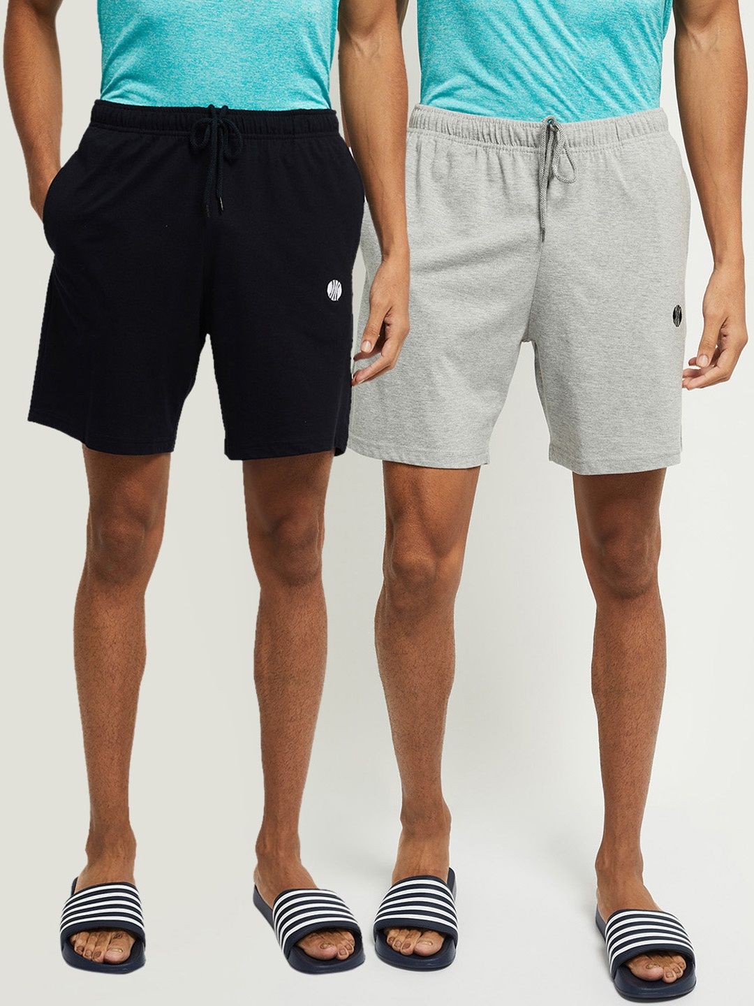 

max Men Set of 2 Navy Blue & Grey Shorts