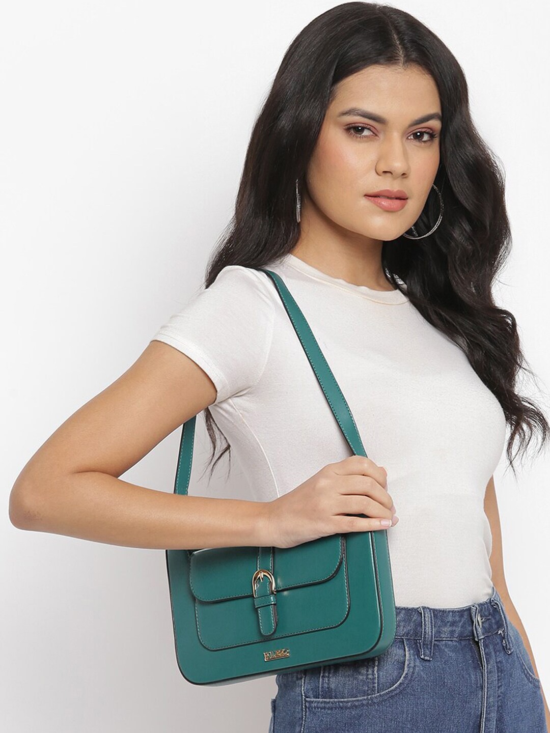 

KLEIO Olive Green Structured Shoulder Bag