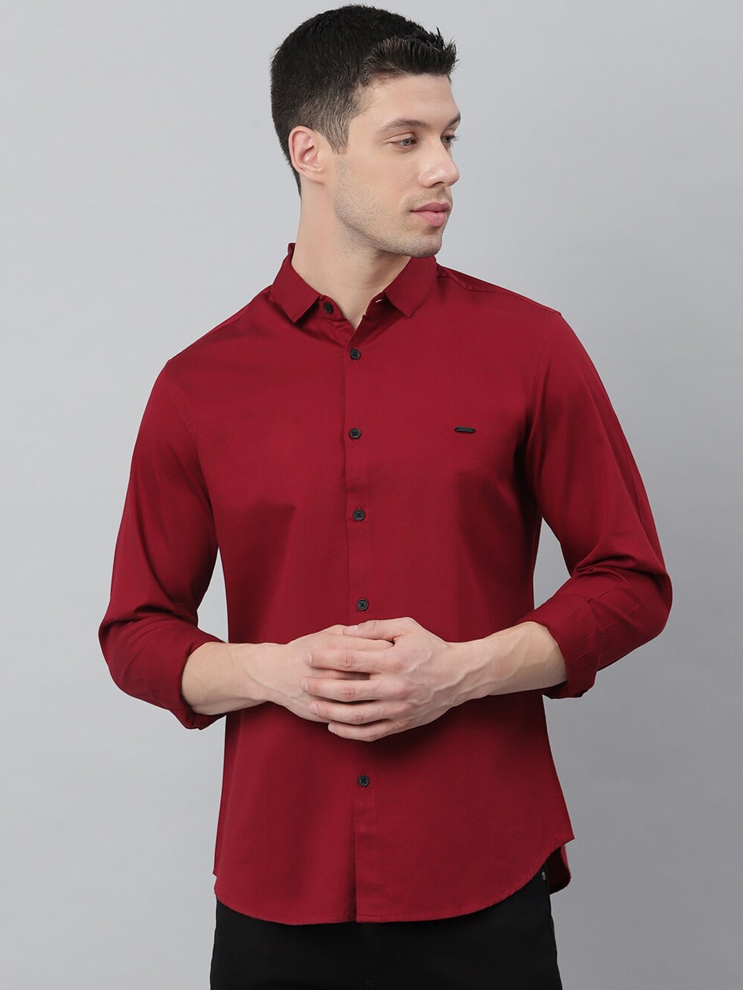 

Dennis Lingo Men Maroon Slim Fit Opaque Cotton Casual Shirt