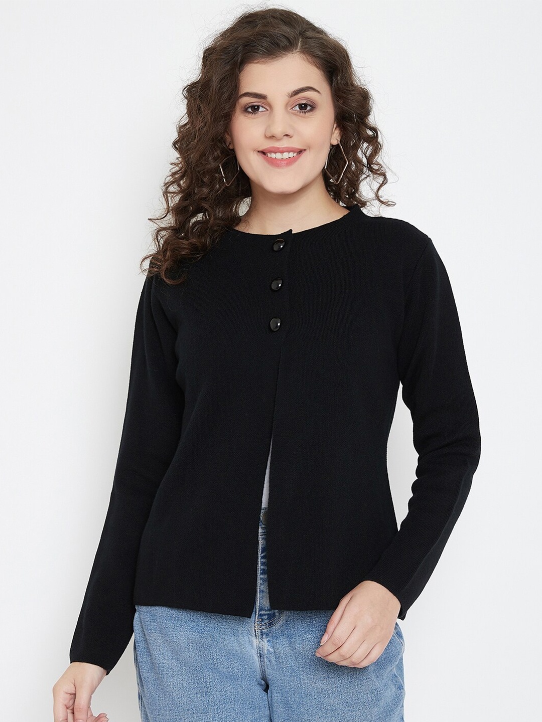 

Madame Women Black Solid Cardigan