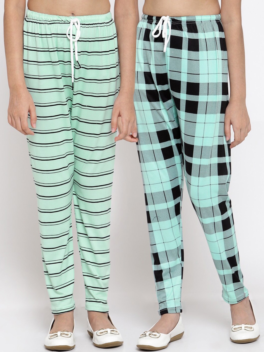 

Klotthe Kids Girls Pack of 2 Sea Green Printed Ankle Length Leggings
