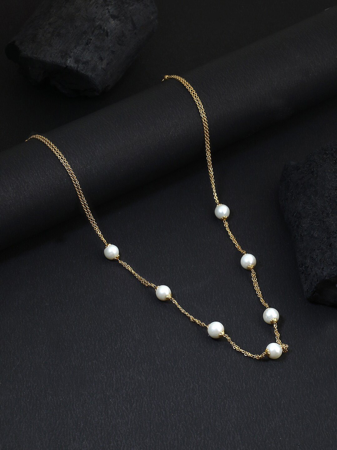 

Adwitiya Collection Gold-Toned & White Copper Rhodium-Plated Handcrafted Chain