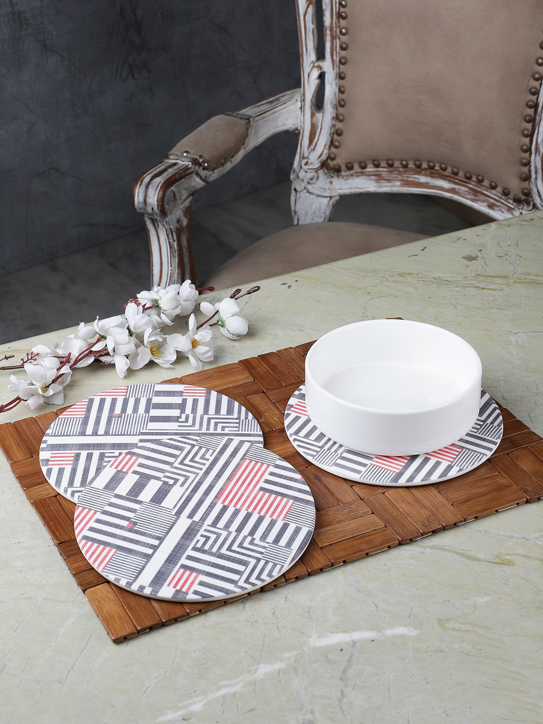 

Servewell Multicoloured Set of 3 Printed Trivet Coasters, Multi