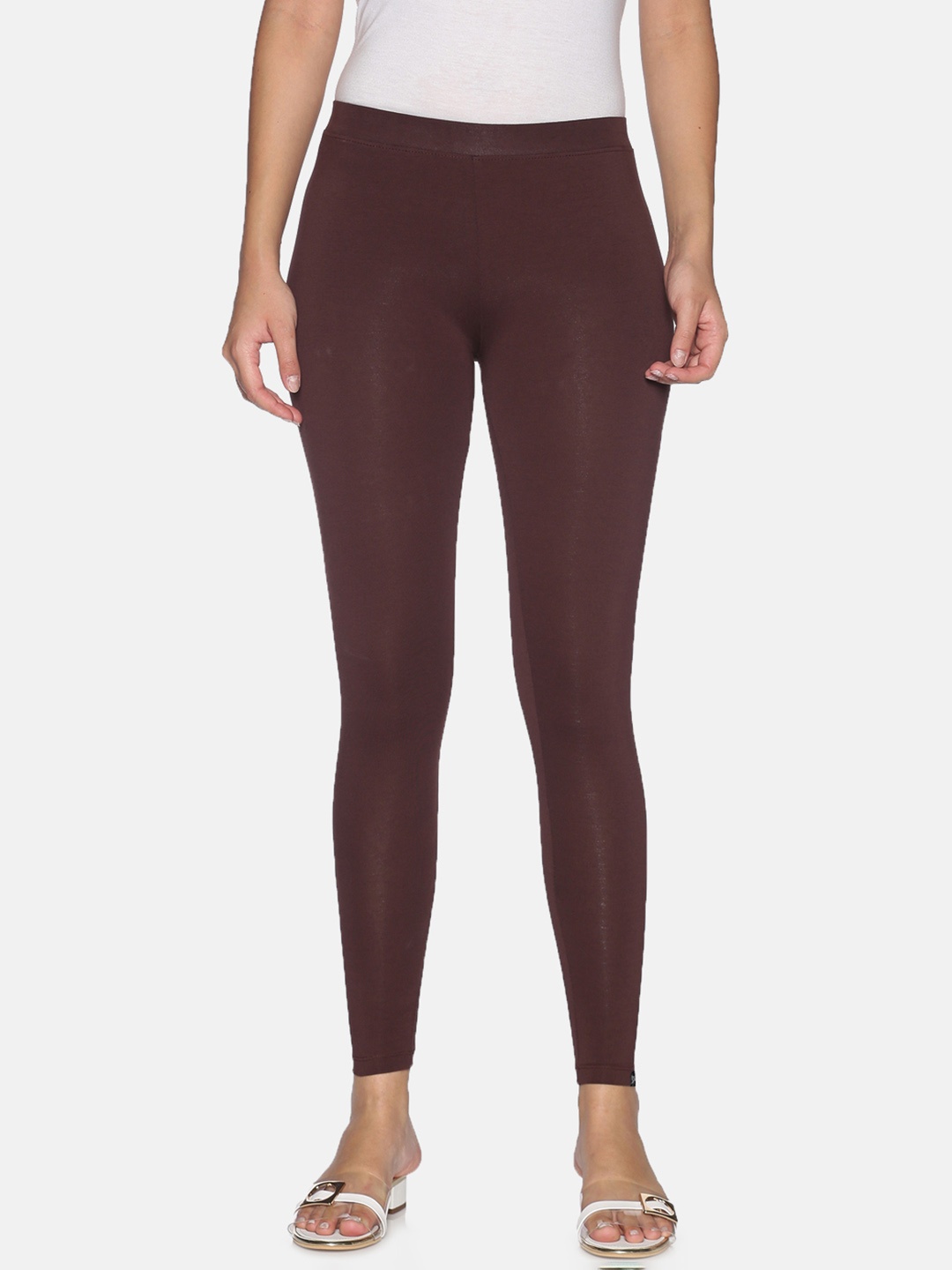 

TWIN BIRDS Women Burgundy Coloured Solid Ankle-Length Leggings