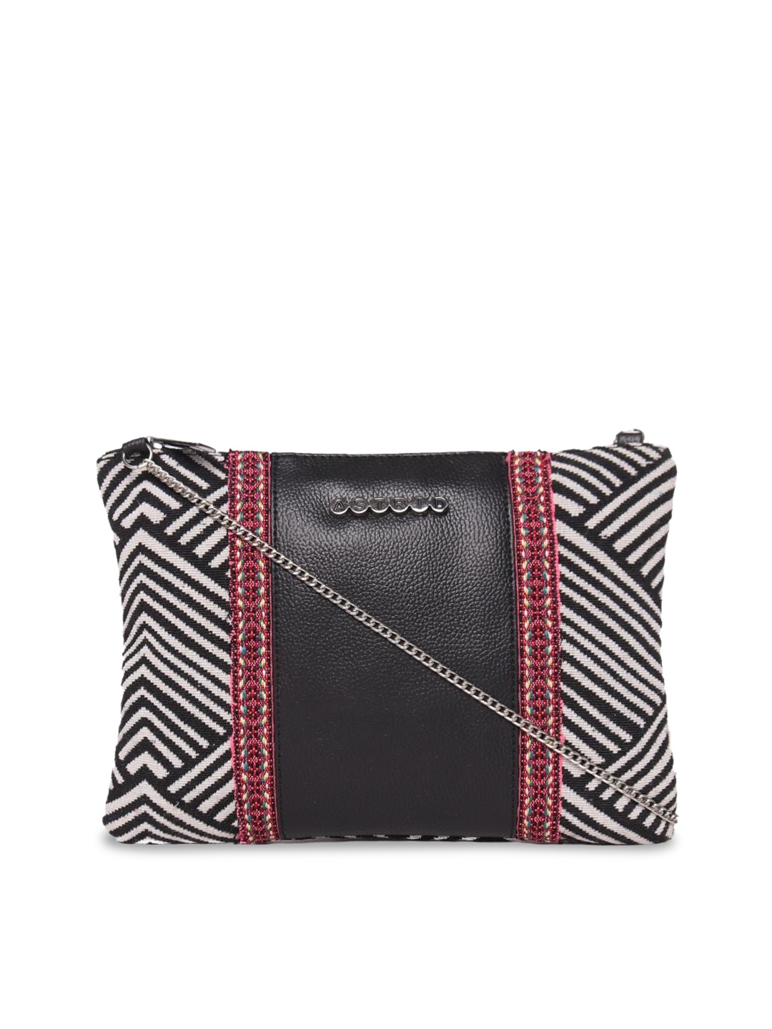 

ASTRID Black Geometric Printed Structured Sling Bag