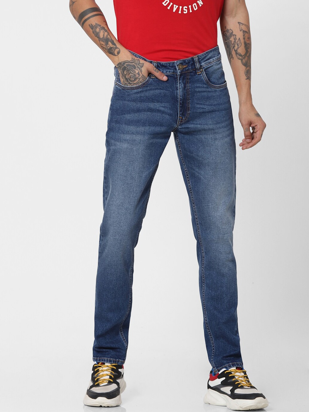 

Jack & Jones Men Blue Skinny Fit Low-Rise Heavy Fade Jeans