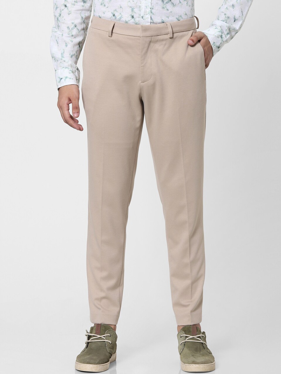 

Jack & Jones Men Beige Slim Fit Trousers