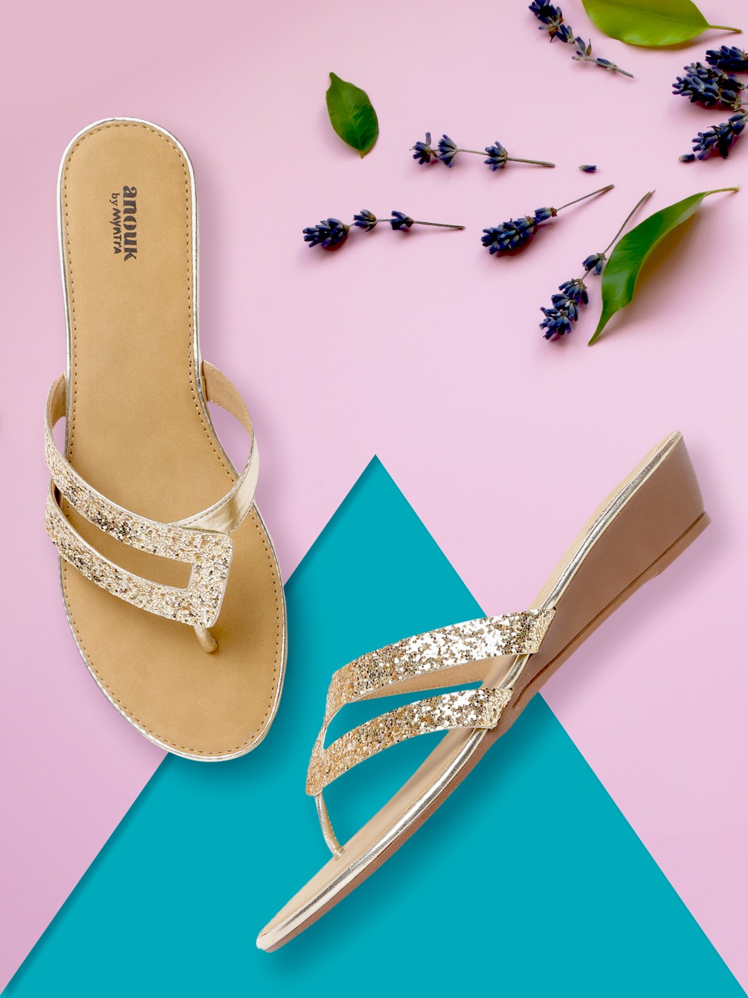 

Anouk Gold-Toned Glitter Open-Toe Wedges