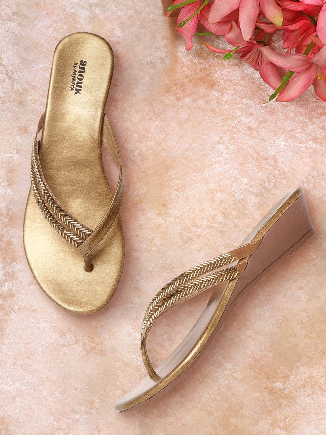 

Anouk Gold-Toned Embellished Wedges