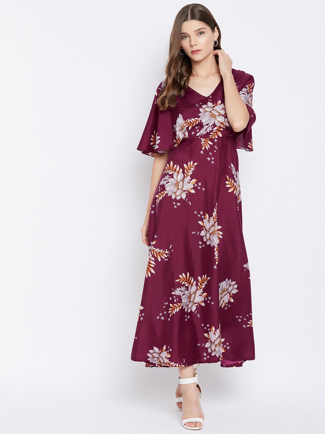 

U&F Purple Floral Crepe Maxi Dress