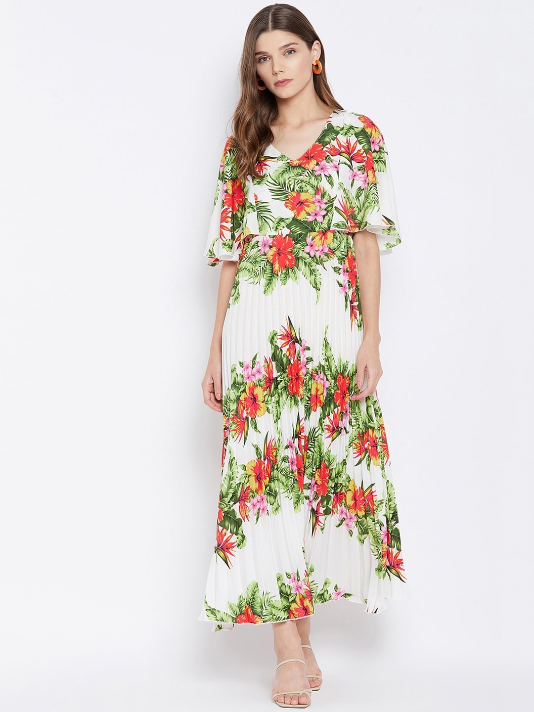 

U&F White Floral Crepe Maxi Dress