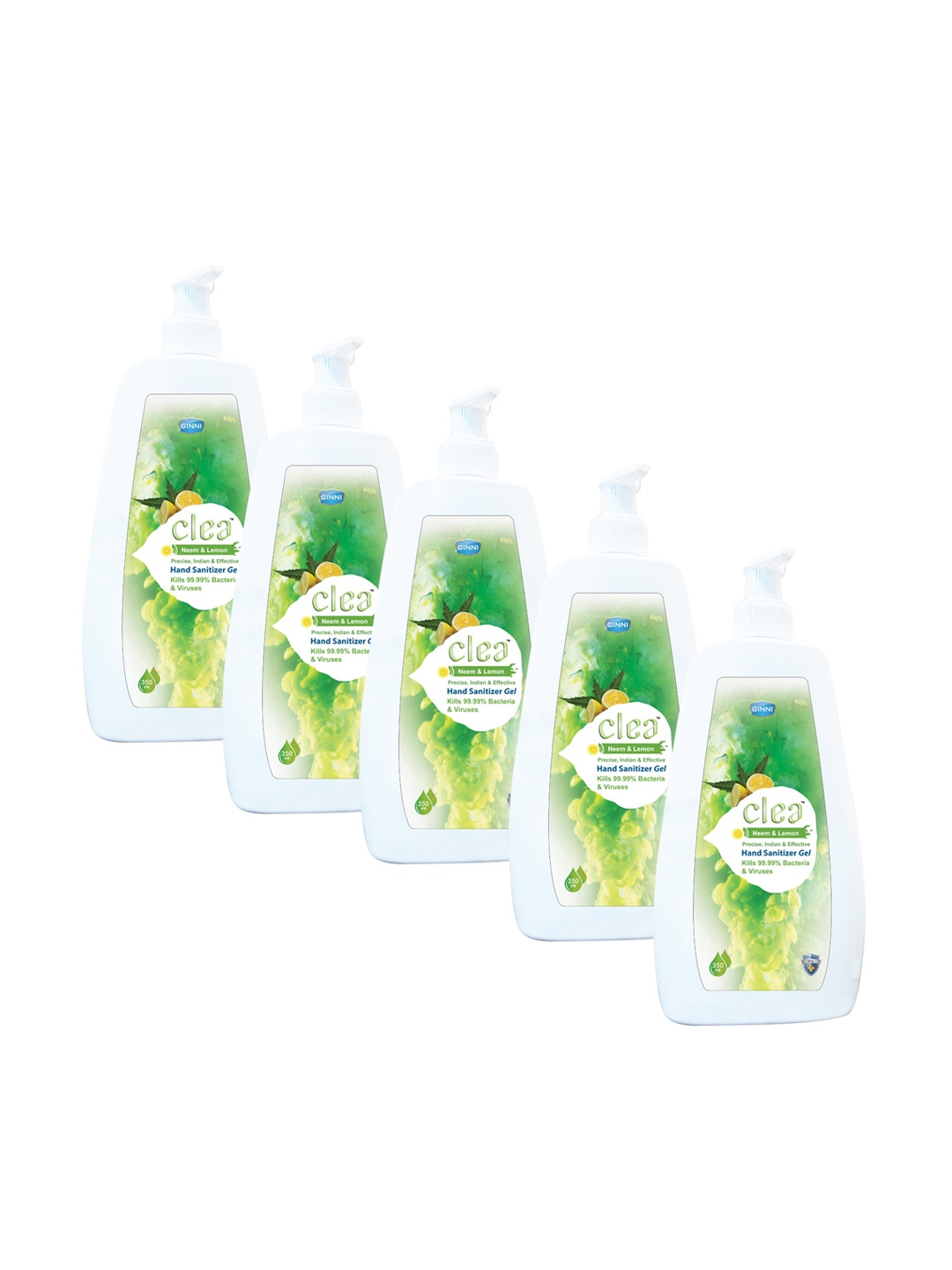 

Clea Pack of 5 Hand Sanitizer, 70% Isopropyl Alcohol Based Gel Sanitizer - 350 ml, Green